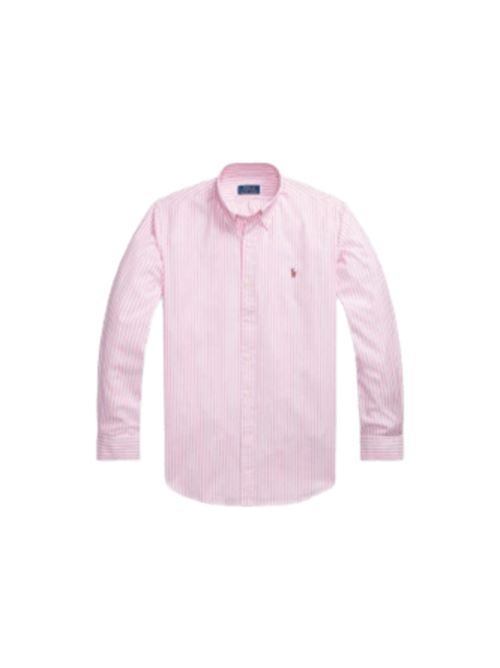 Camicia da uomo in cotone oxford righe bianco/rosa POLO RALPH LAUREN | 710886462005